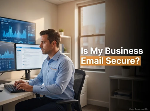 Is my business email secure because I use Gmail or Outlook? Using… — from our Google Business Profile
